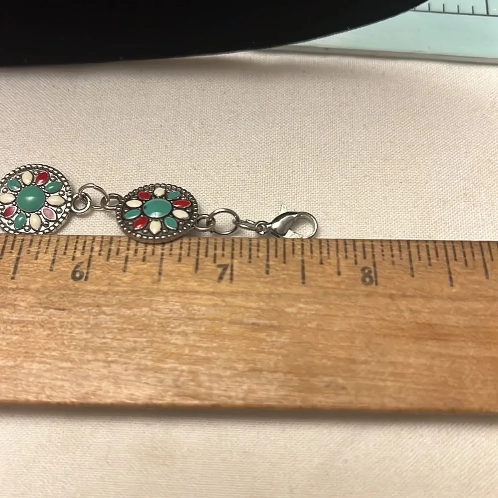 Handcrafted silver tone with multicolor design bracelet